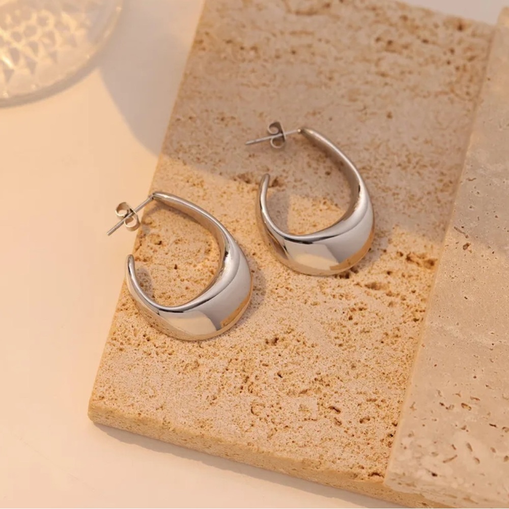 Modern Silver Wave Earrings